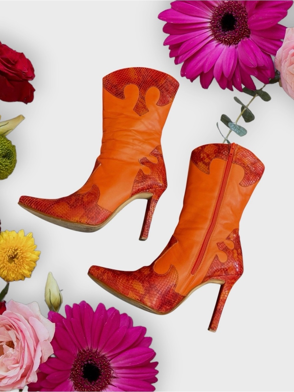 solo Vibrant Orange Western Stiletto Boots